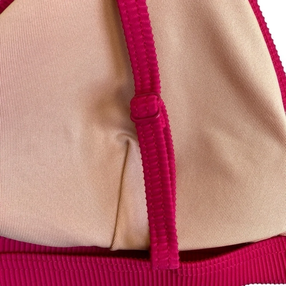 NWT J. Crew Ribbed Triangle Bikini Top Wild Hibiscus Pink Sz XXL